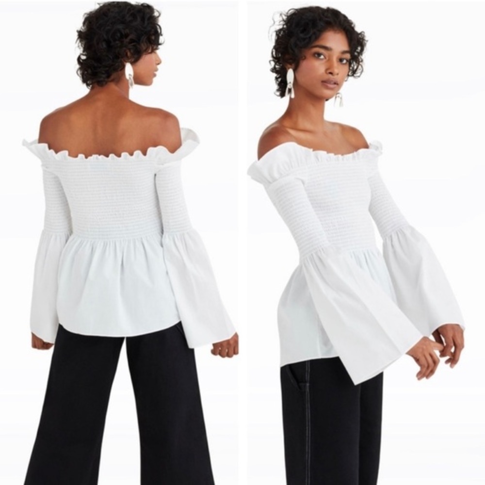Shaina Mote white smocked top sz. S